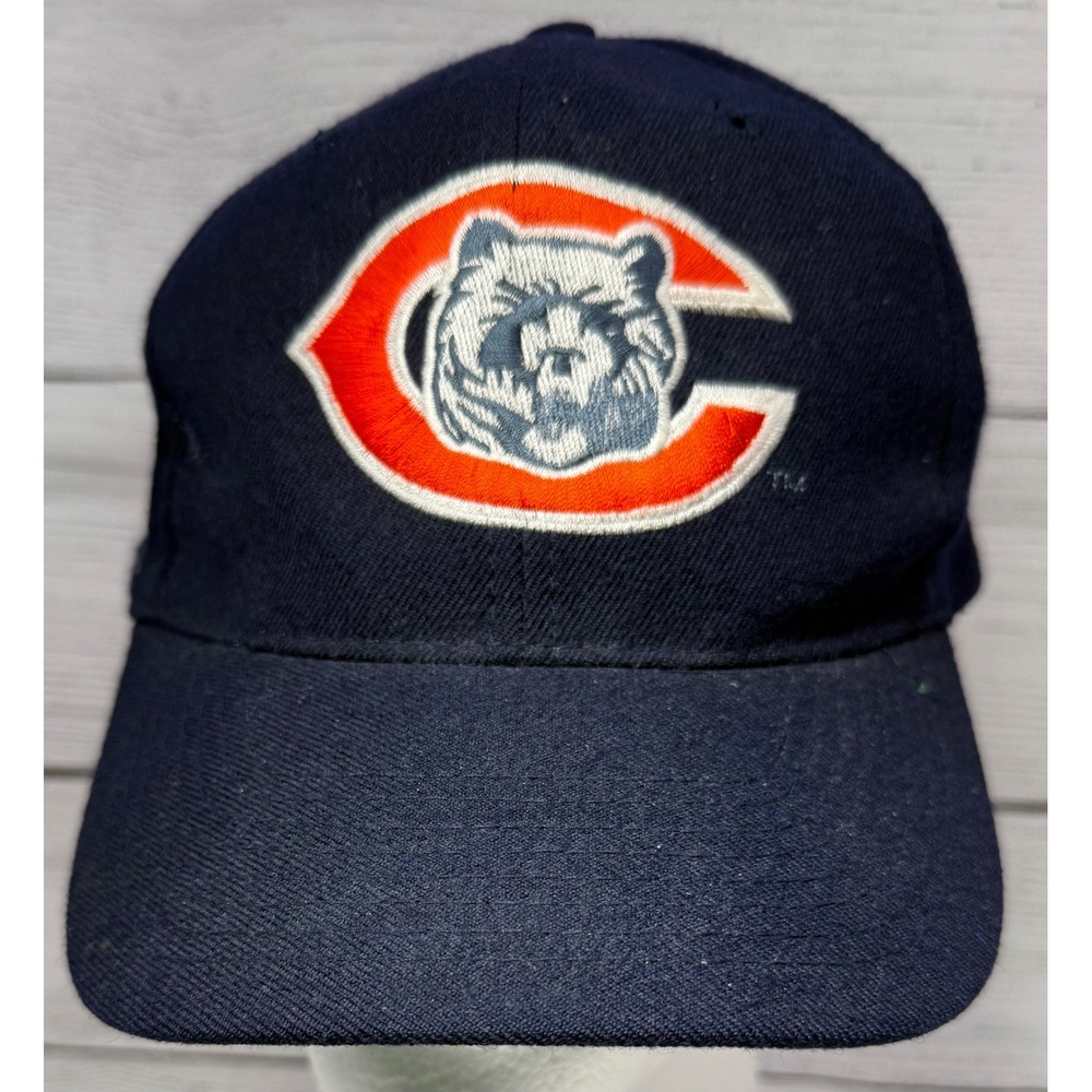 Chicago Bears NFL 100% Wool Snapback Hat Navy Orange Embroidered Logo - Picture 1 of 8